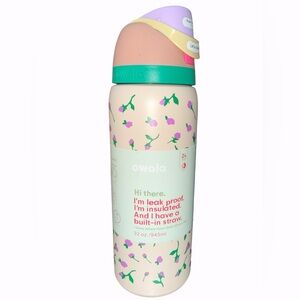 Owala Chic Pink and Green Floral 32 oz Water Bottle
